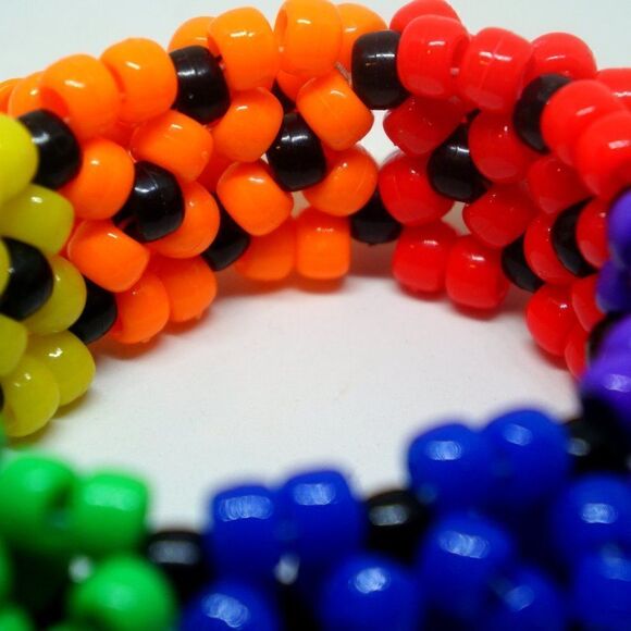 Rainbow Spider UFO 3D Cuff Kandi Bracelet - Picture 4 of 6